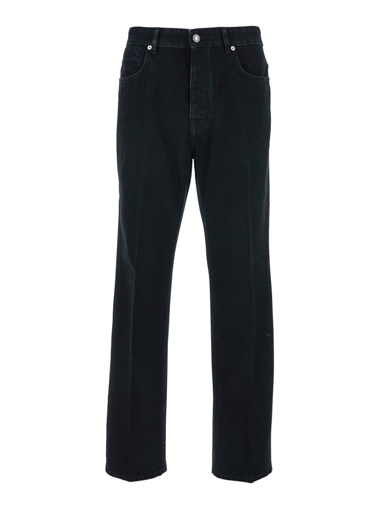 black denim jeans with belt loops by Selfnex