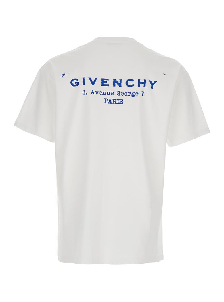 white crewneck t-shirt with rear logo by Selfnex