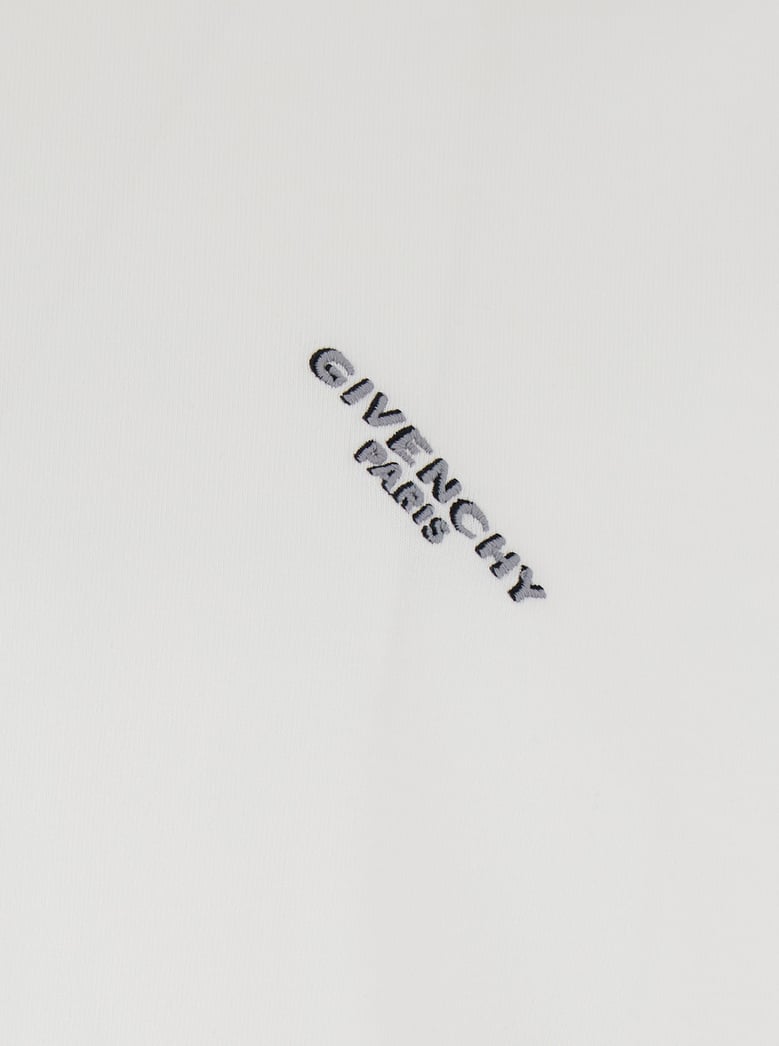 white t-shirt with embroidered logo by Selfnex