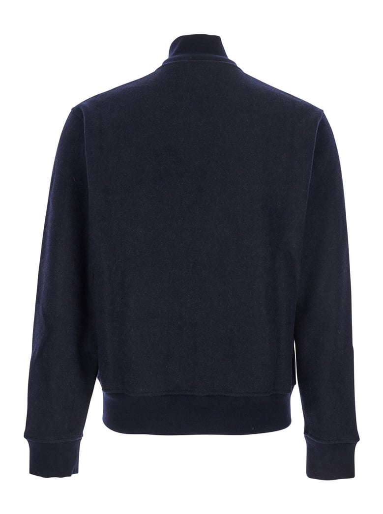 blue high neck jacket with logo patch by Selfnex