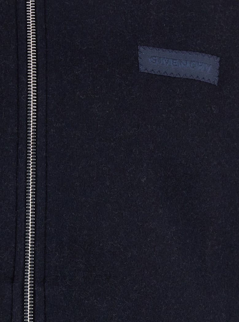 blue high neck jacket with logo patch by Selfnex