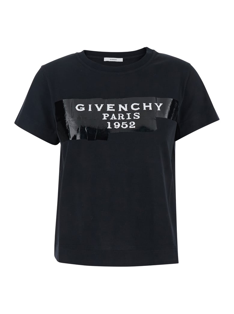 black cotton t-shirt with logo by Selfnex