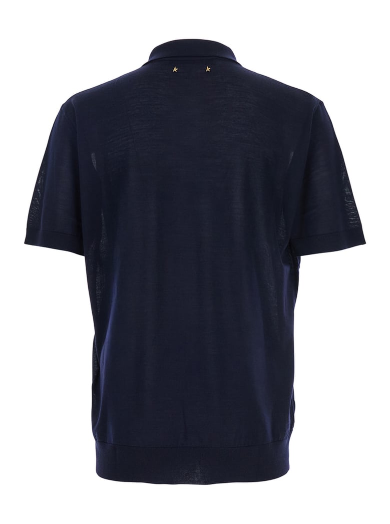 blue polo shirt with classic collar by Selfnex