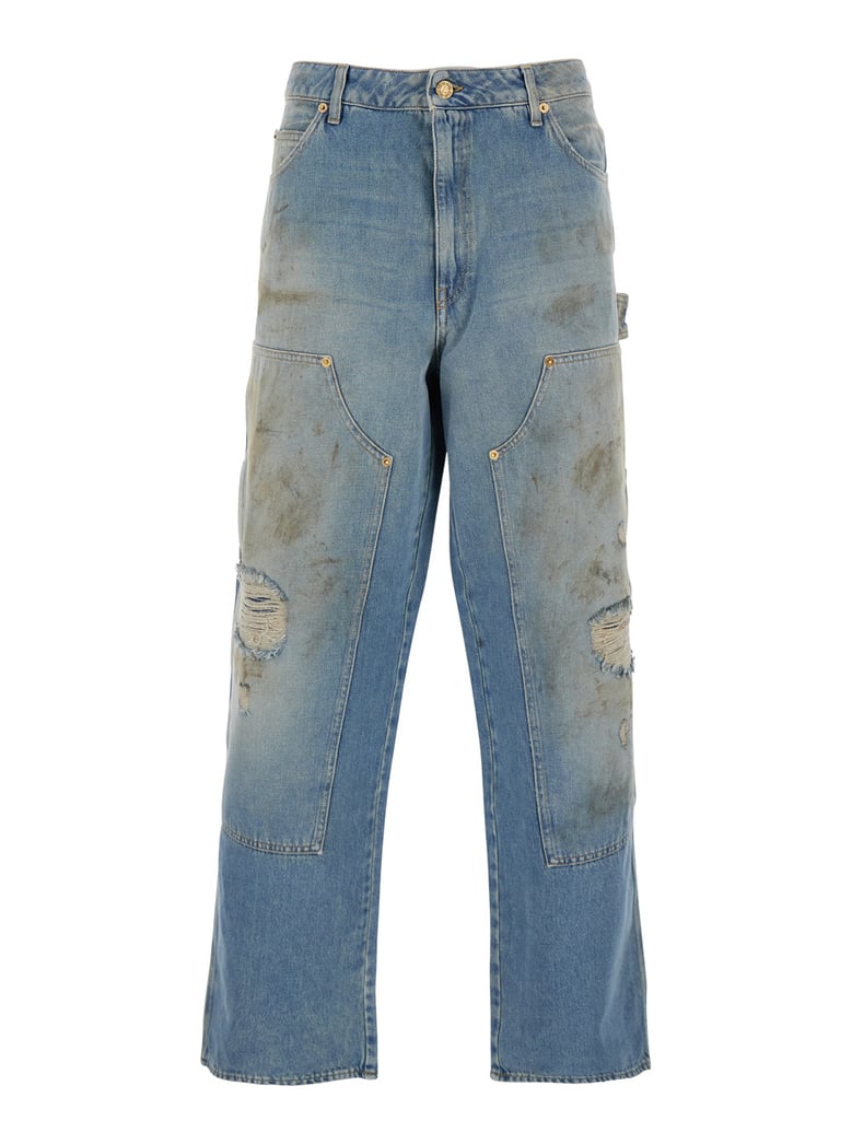 light blue jeans with ripped details by Selfnex