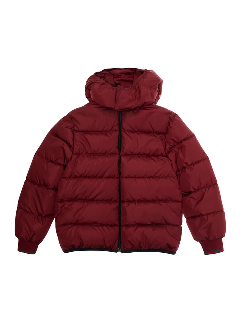 bordeaux down jacket with fixed hood by Selfnex