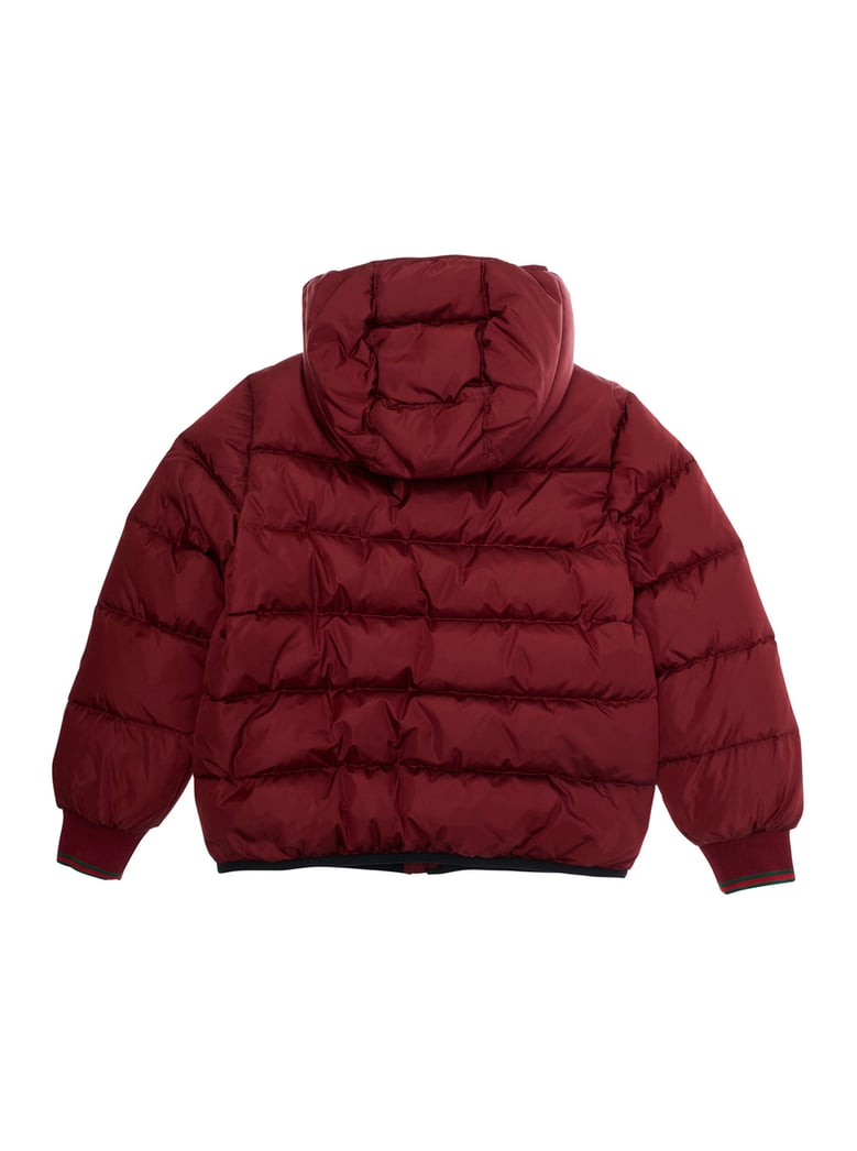 bordeaux down jacket with fixed hood by Selfnex