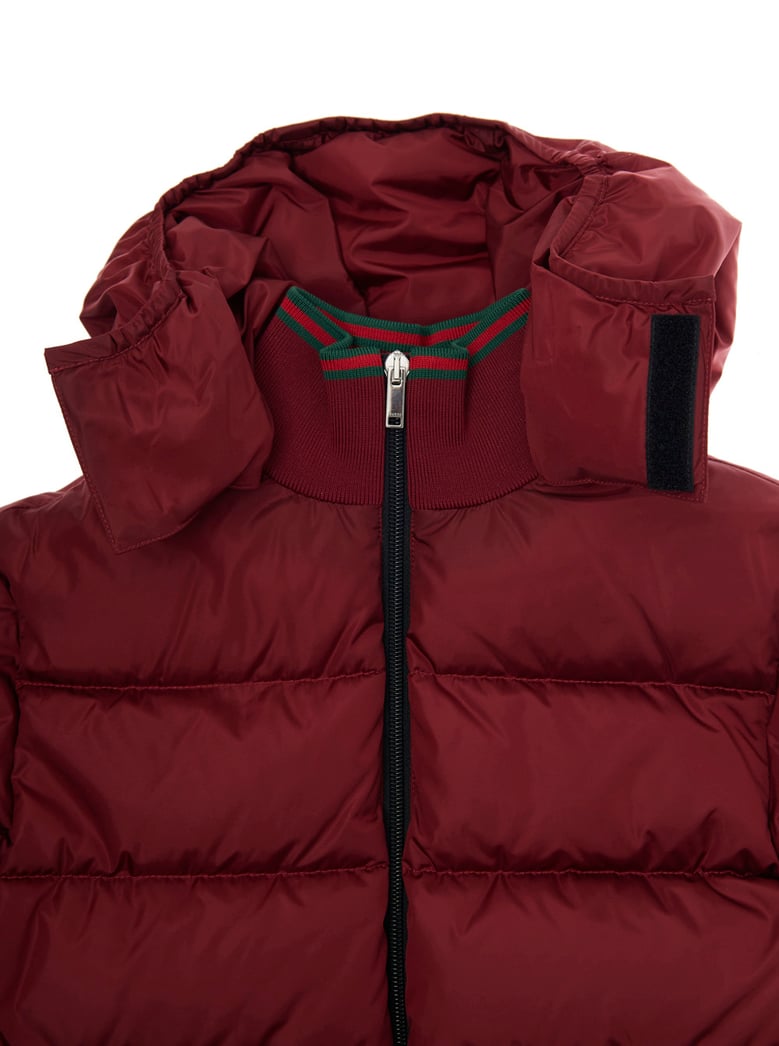 bordeaux down jacket with fixed hood by Selfnex
