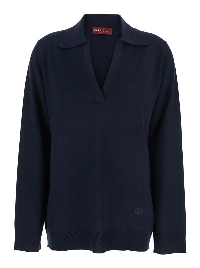 blue polo collar sweater with gg logo by Selfnex