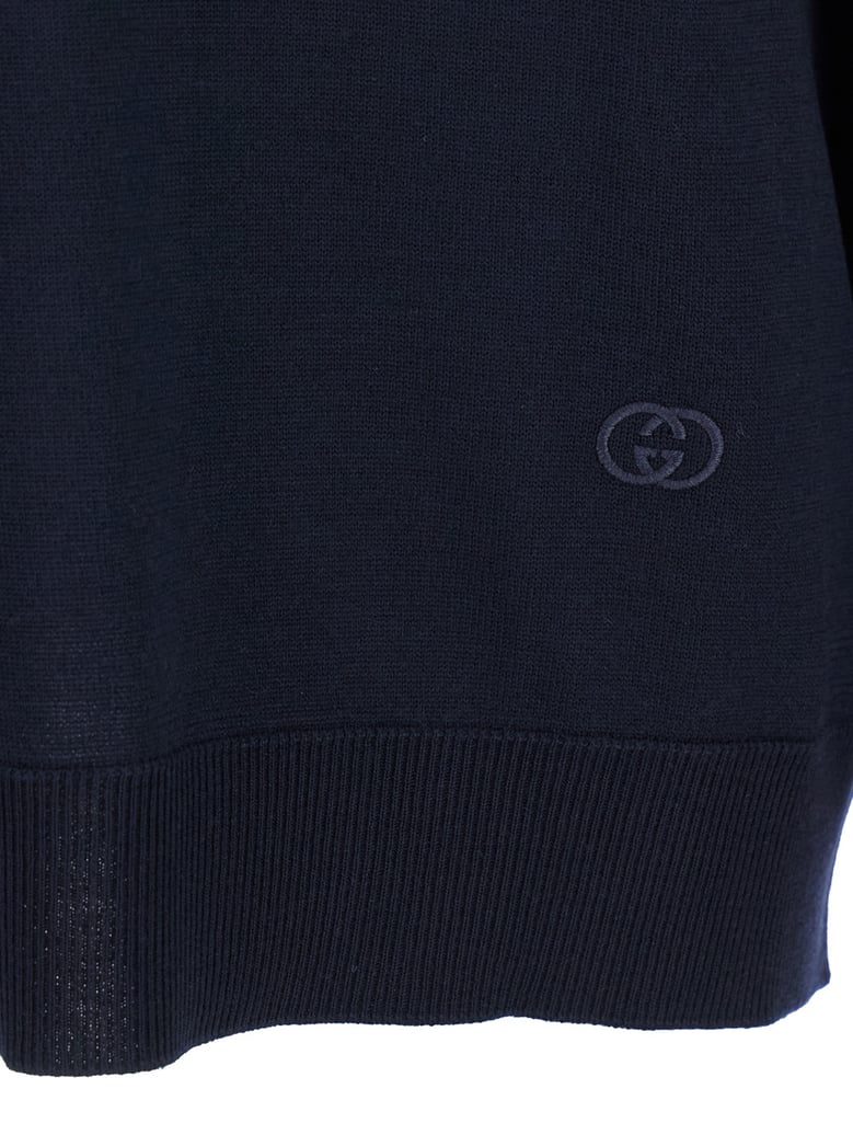 blue polo collar sweater with gg logo by Selfnex