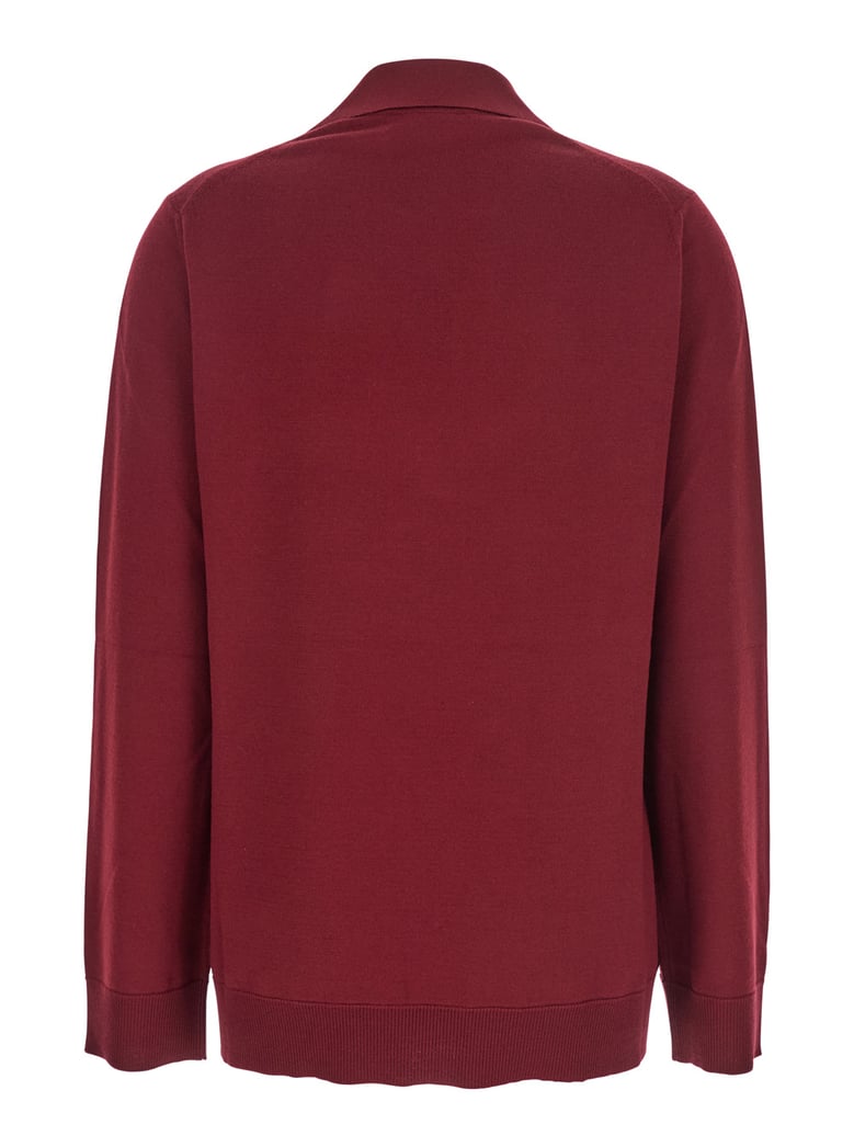 bordeaux polo collar sweater with gg logo by Selfnex