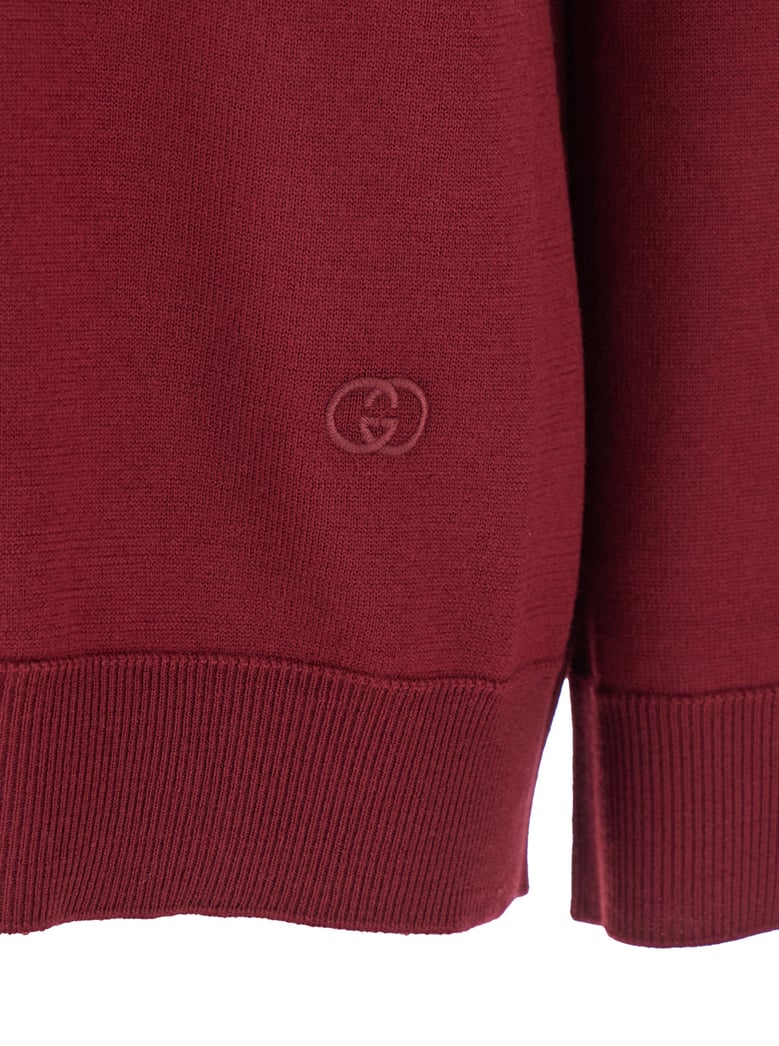 bordeaux polo collar sweater with gg logo by Selfnex