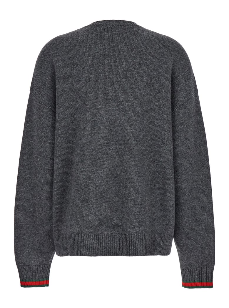 grey crewneck sweater with web cuffs by Selfnex