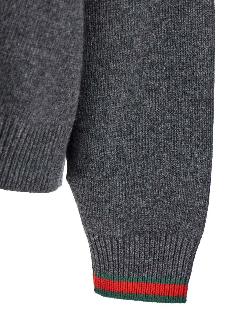grey crewneck sweater with web cuffs by Selfnex