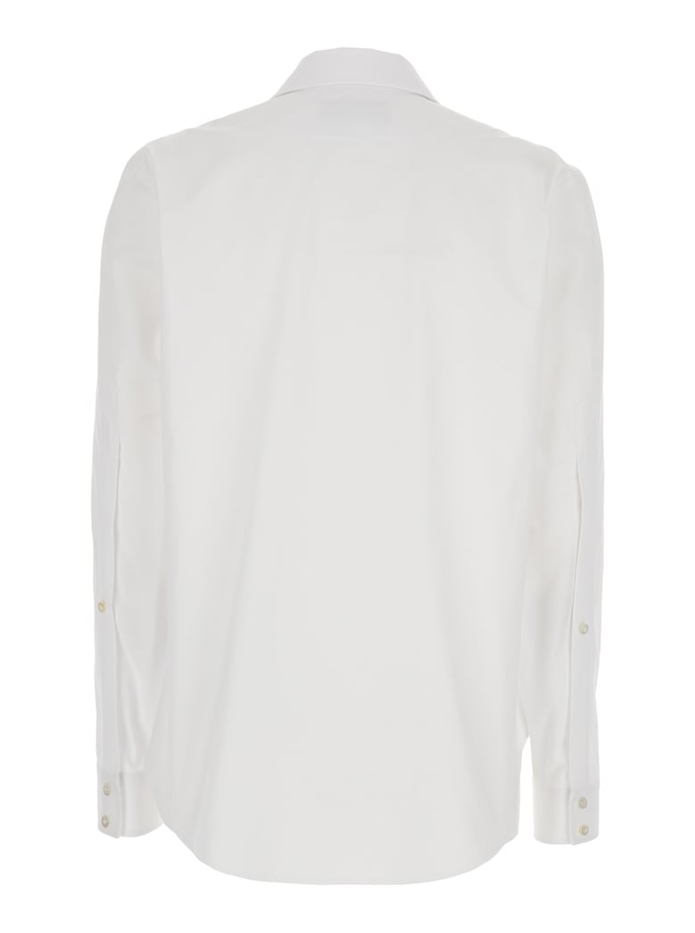 white shirt with pointed collar and tie detail by Selfnex