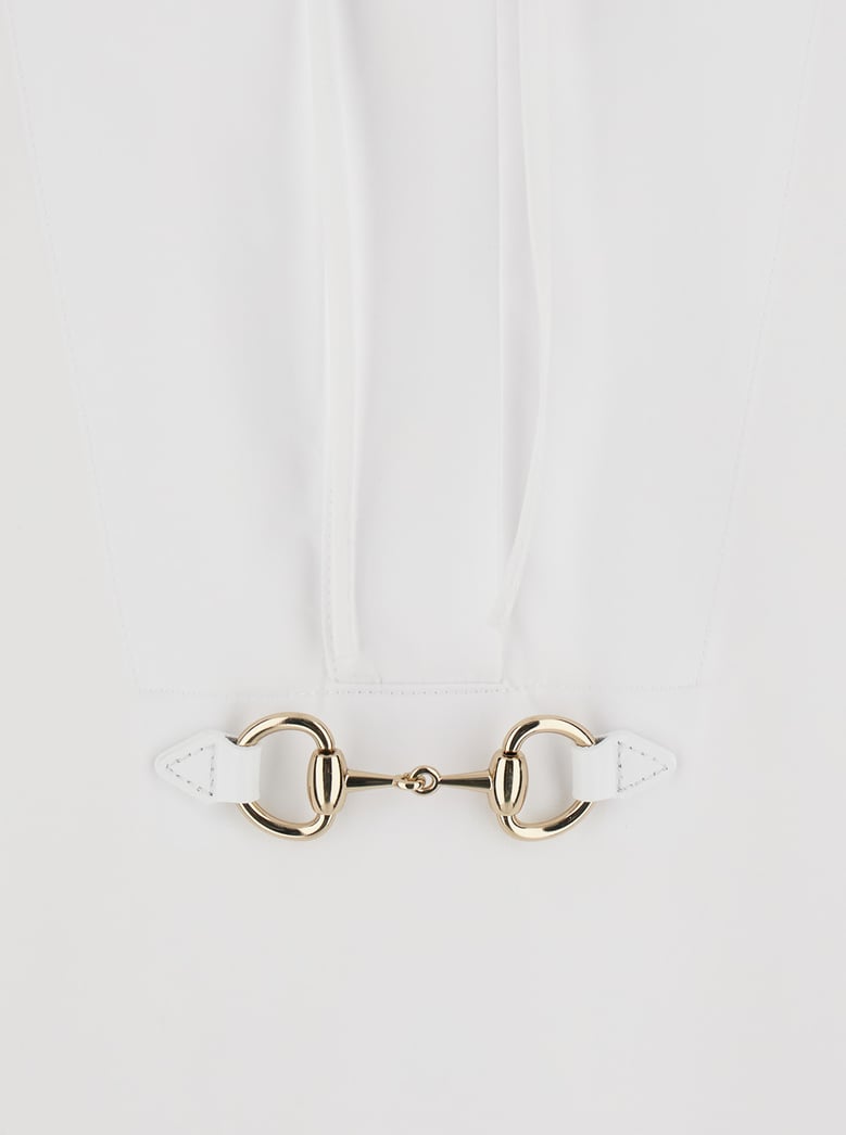 white shirt with pointed collar and tie detail by Selfnex