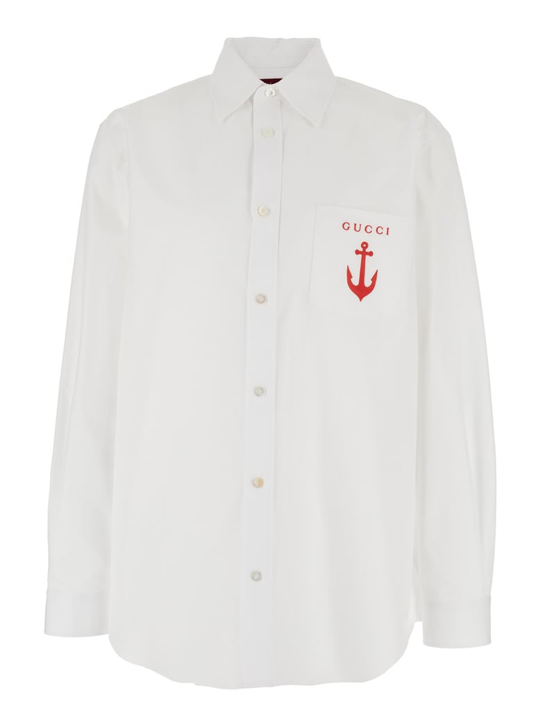 white cotton shirt with classic collar by Selfnex