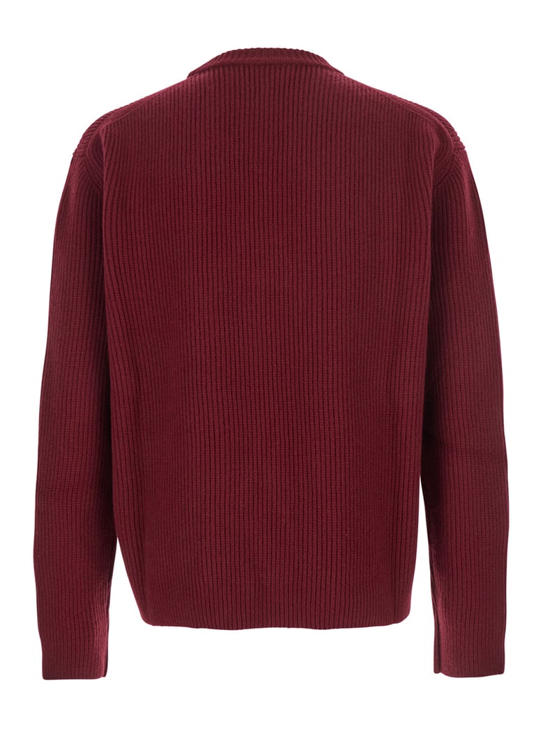bordeaux crewneck sweater with logo embroidery by Selfnex
