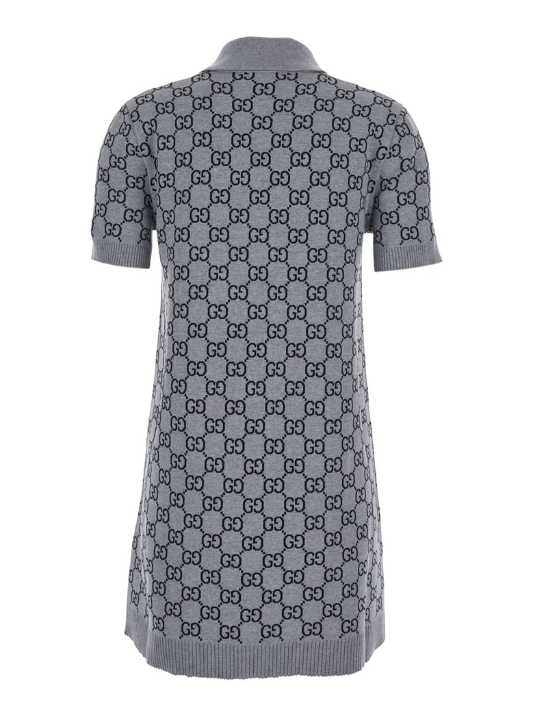 grey dress with wide collar and gg motif by Selfnex