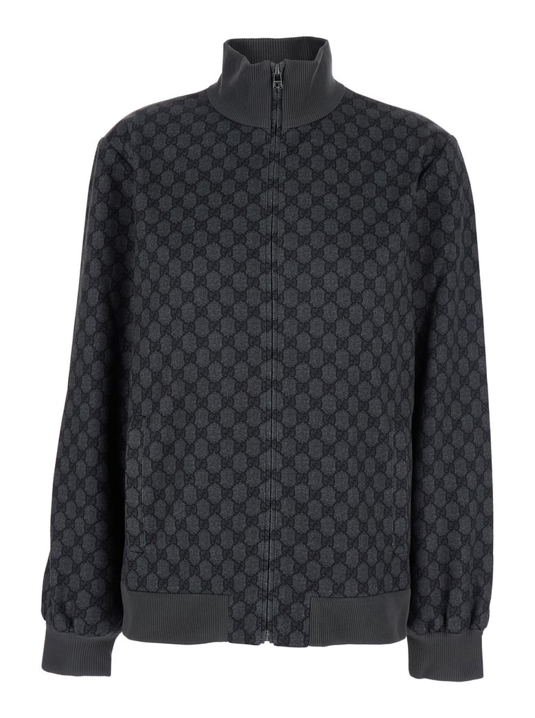 grey high neck sweatshirt with gg print by Selfnex