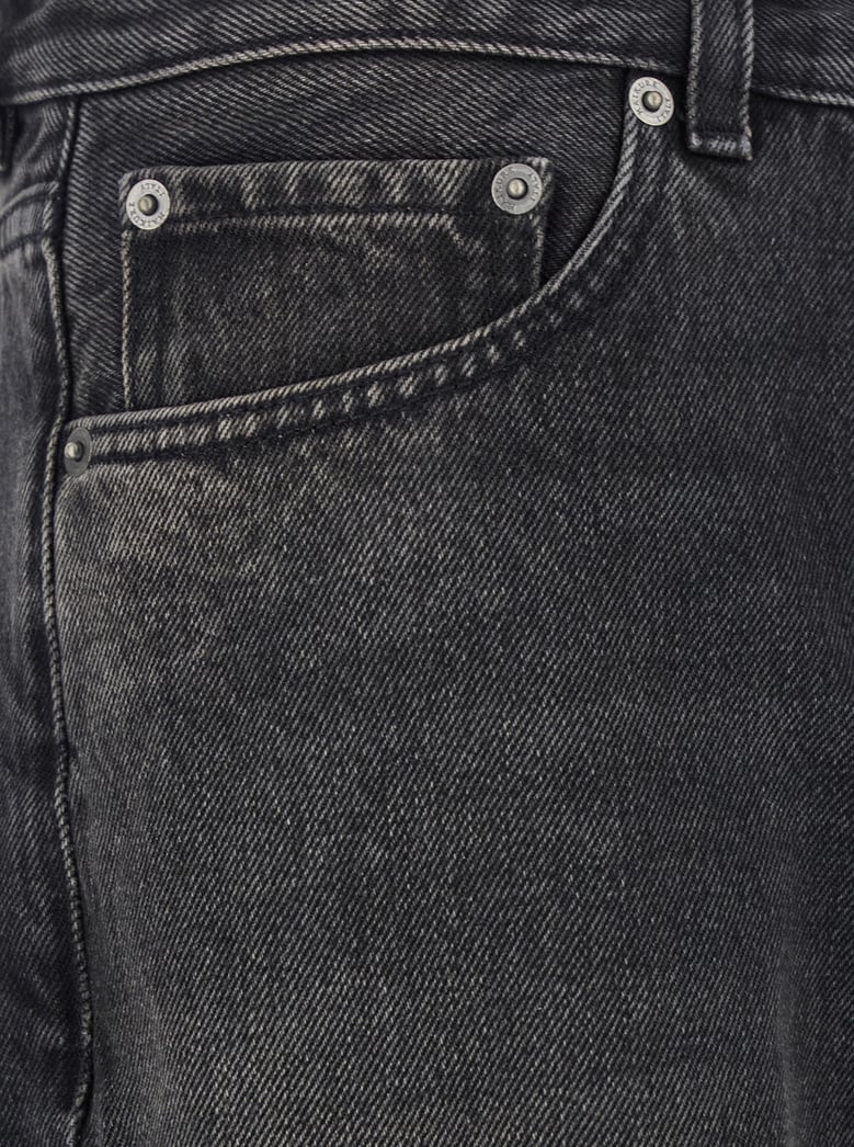 grey wide leg jeans with logo patch by Selfnex