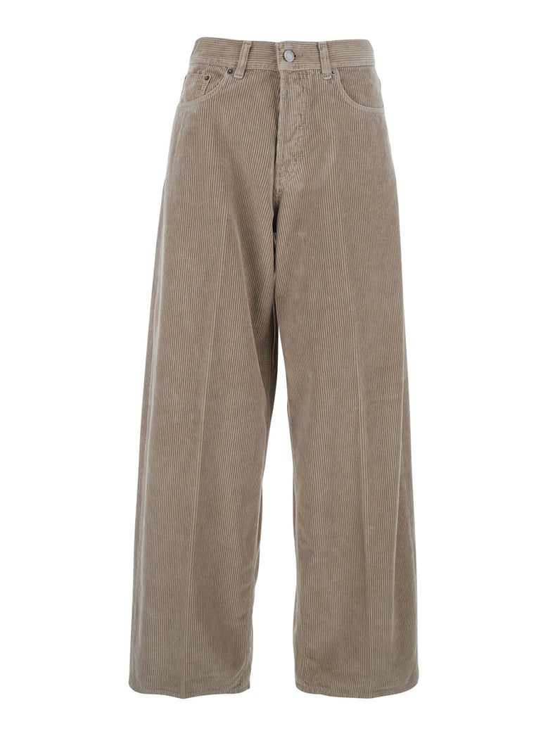 brown ribbed knit wide leg pants by Selfnex