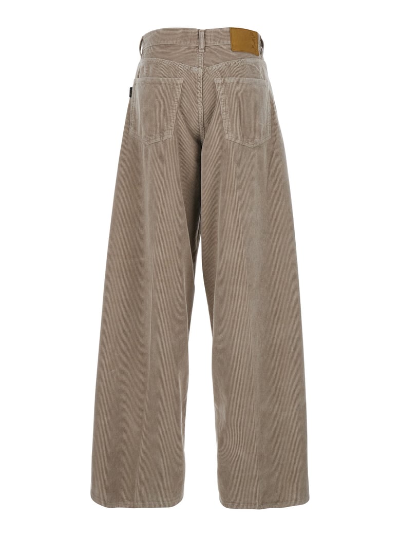 brown ribbed knit wide leg pants by Selfnex