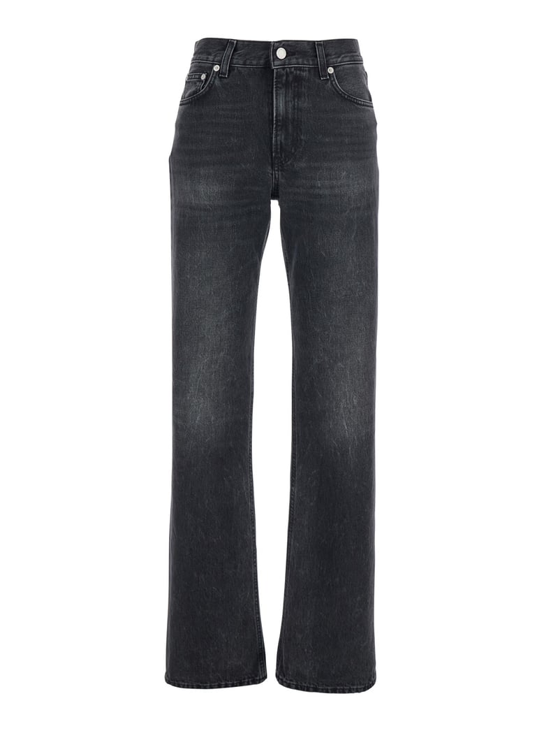 black denim jeans with logo patch by Selfnex