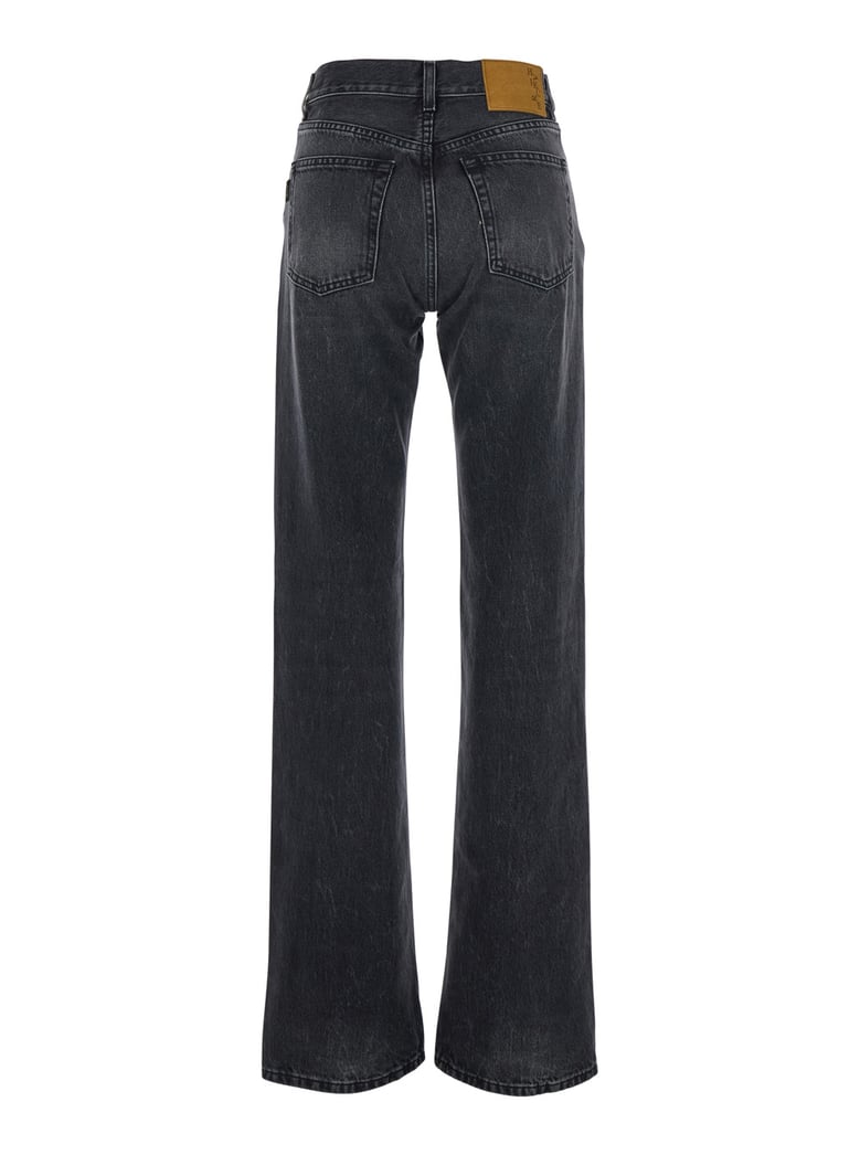 black denim jeans with logo patch by Selfnex