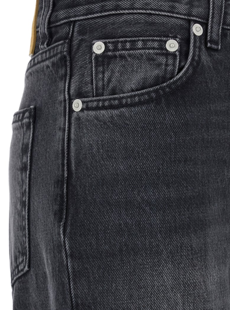 black denim jeans with logo patch by Selfnex