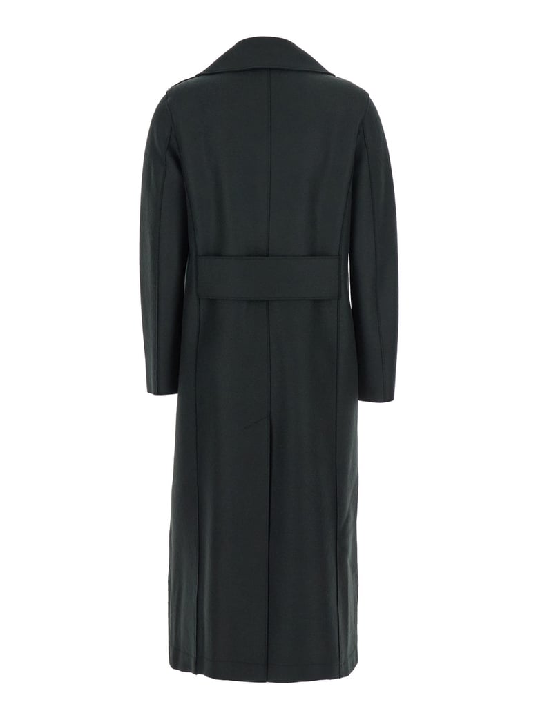 green double-breasted wool coat by Selfnex