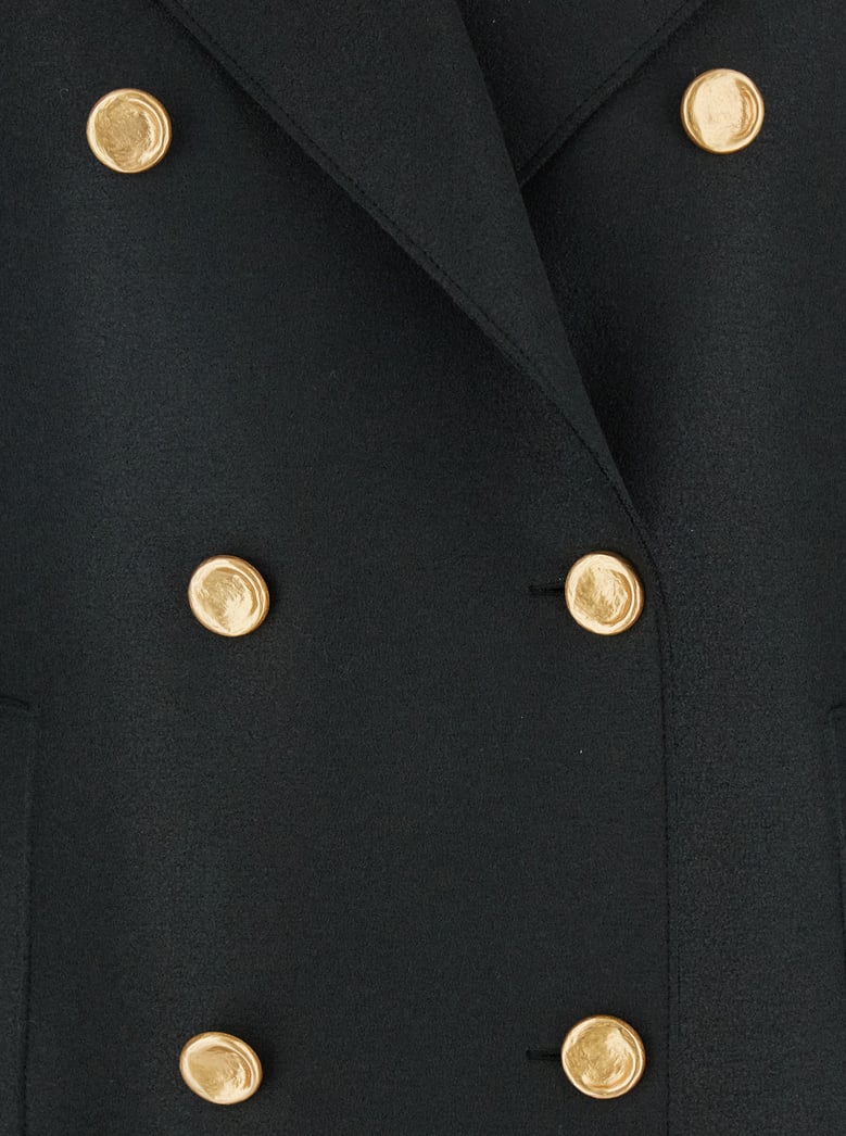 green double-breasted wool coat by Selfnex