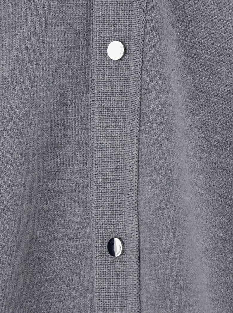 grey v-neck cardigan with dropped shoulders by Selfnex