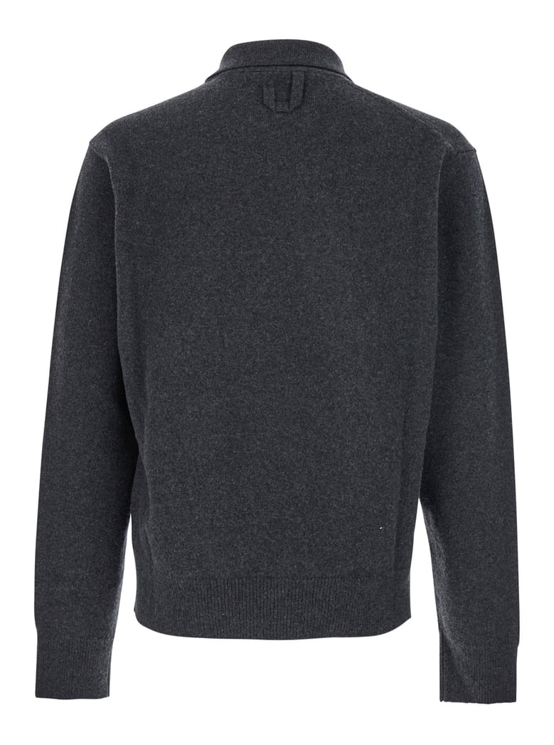 grey wool asymmetrical cardigan by Selfnex