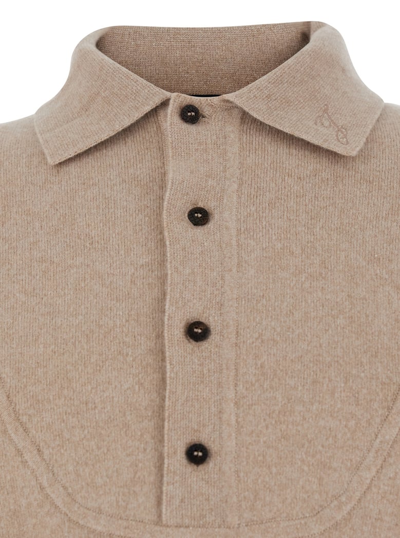 beige wool sweater with polo collar by Selfnex