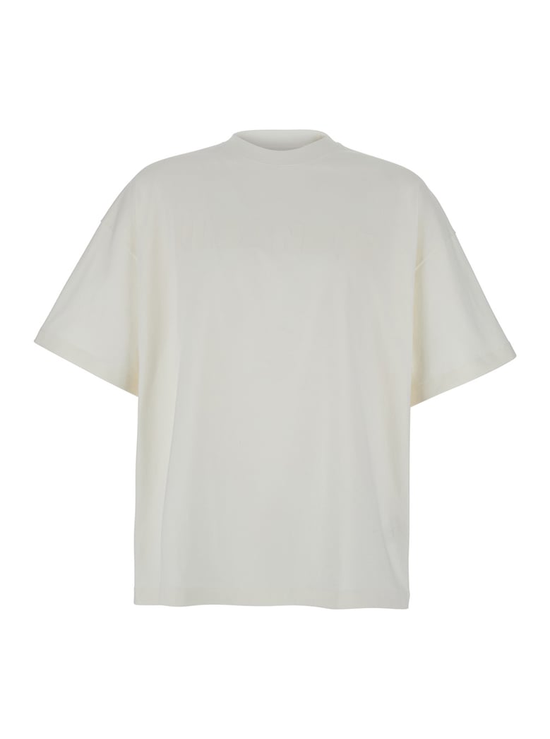 white cotton crewneck t-shirt with logo by Selfnex