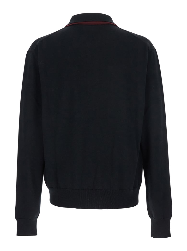 black wool sweater with classic collar by Selfnex