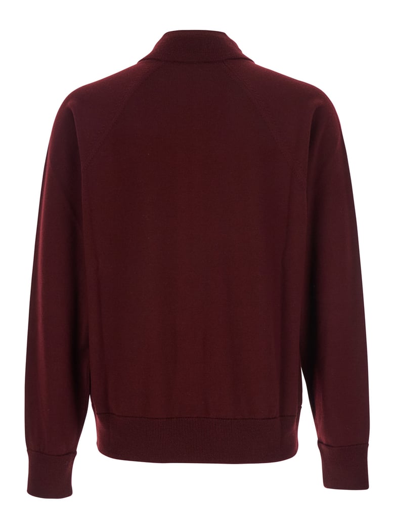 bordeaux cardigan with high neck and zip closure by Selfnex