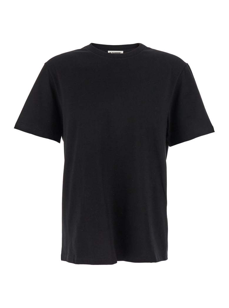 black crewneck t-shirt with rear logo patch by Selfnex