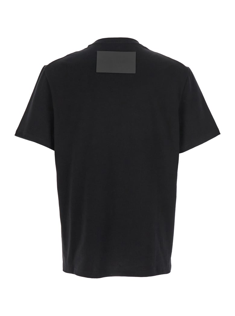 black crewneck t-shirt with rear logo patch by Selfnex