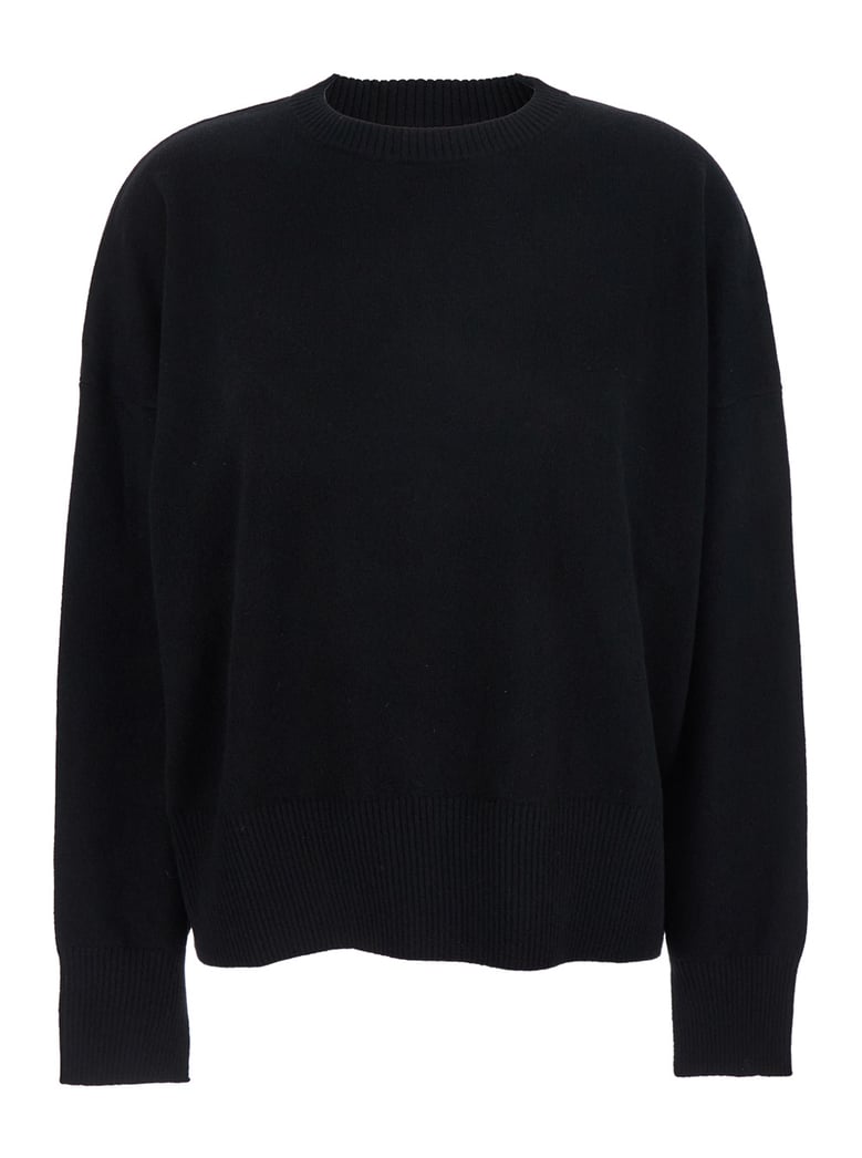 black cashmere crewneck sweater by Selfnex