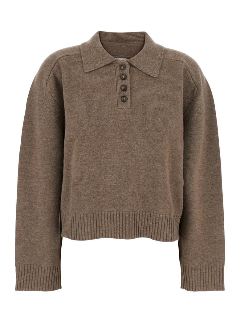 brown cashmere polo style sweater by Selfnex