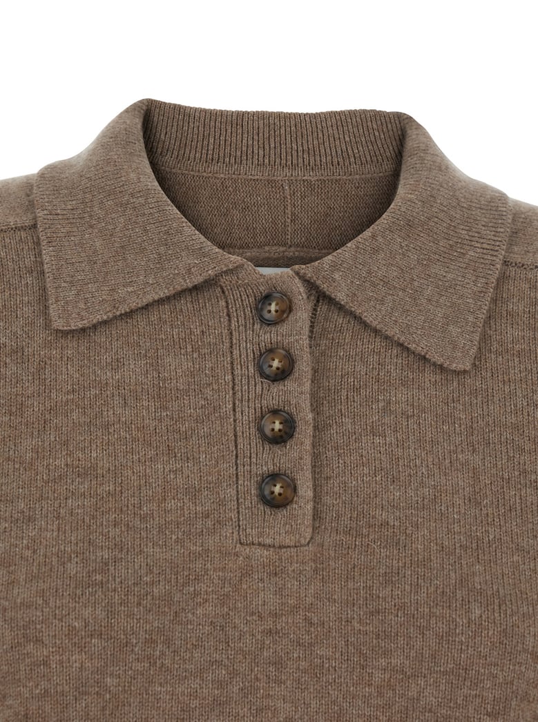 brown cashmere polo style sweater by Selfnex