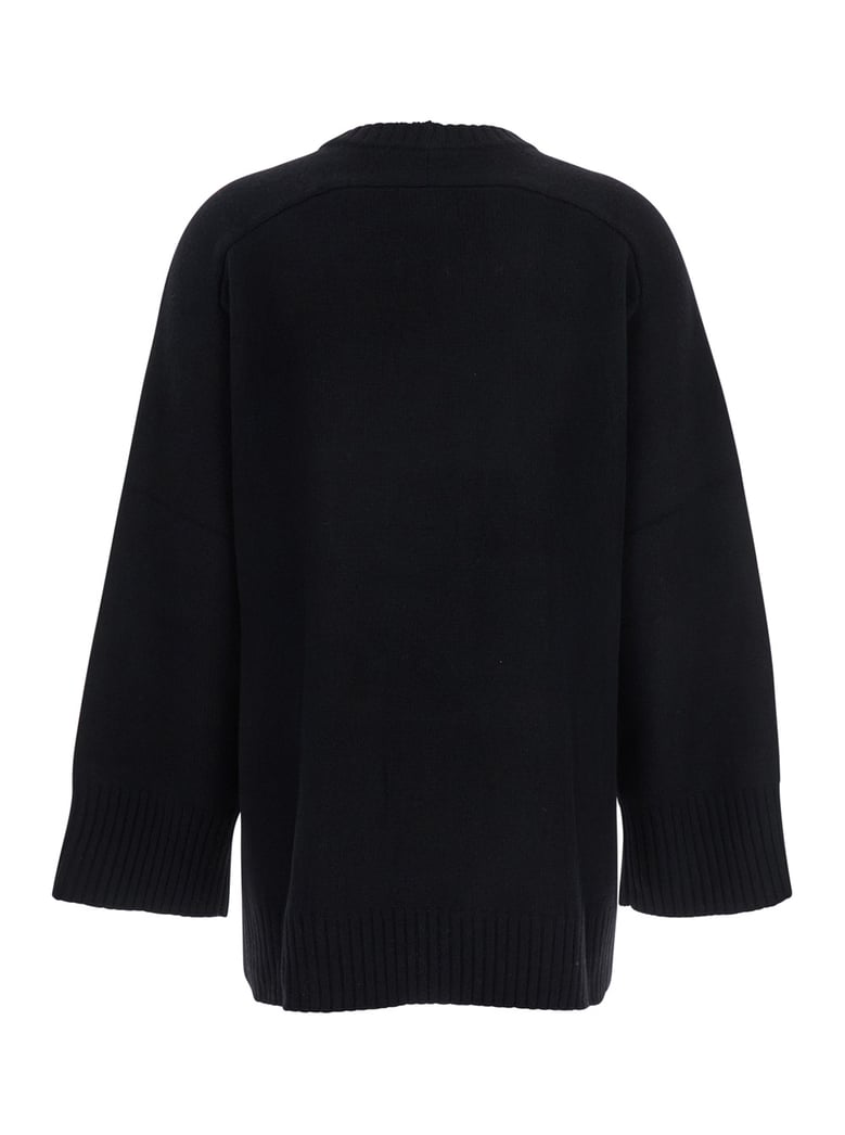 black crew neck sweater in wool by Selfnex