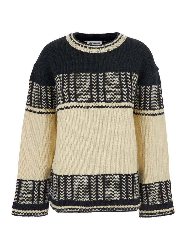 crew neck sweater with all-over intarsia by Selfnex