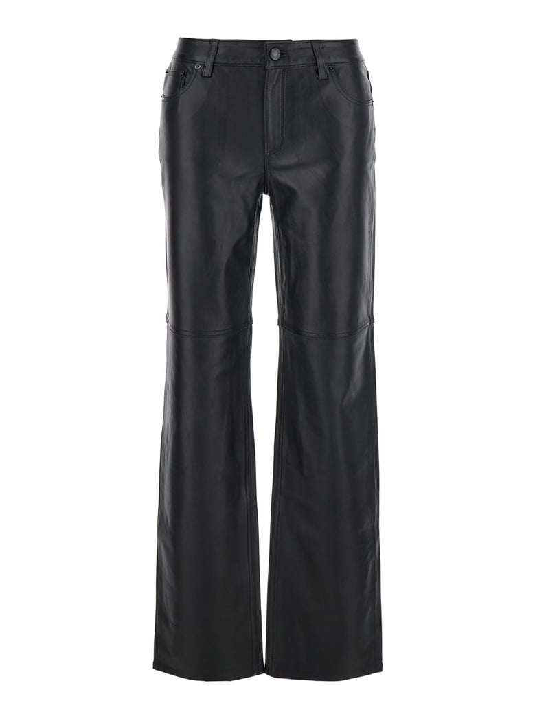 black leather belt loop pants by Selfnex