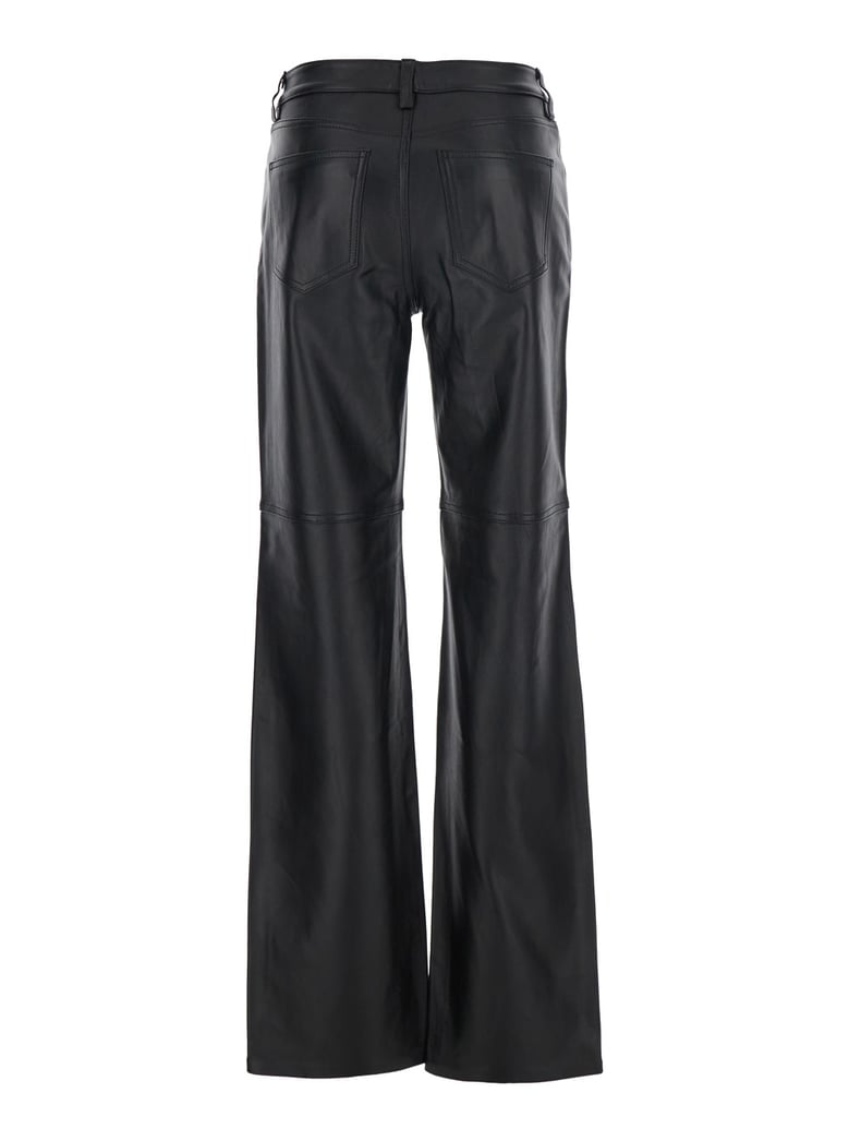 black leather belt loop pants by Selfnex