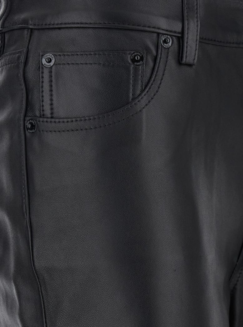 black leather belt loop pants by Selfnex