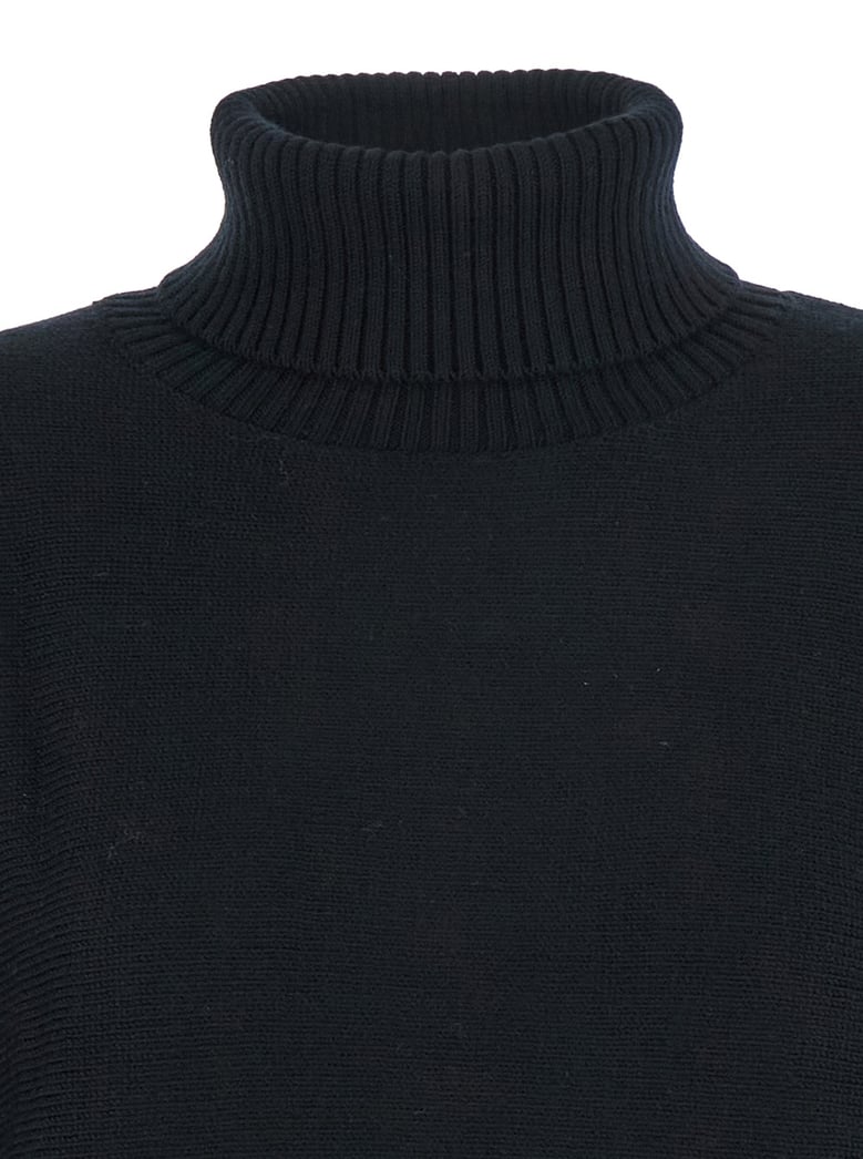 black turtleneck cropped sweater with logo by Selfnex