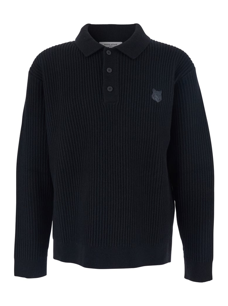 black ribbed sweater with logo patch by Selfnex