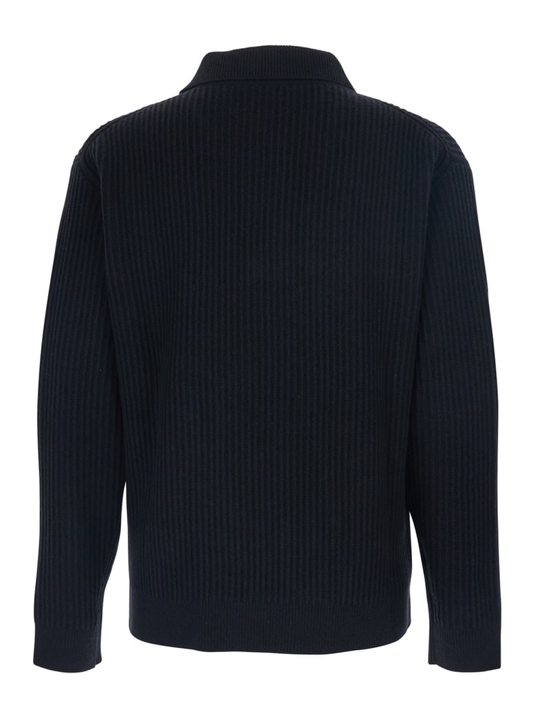 black ribbed sweater with logo patch by Selfnex